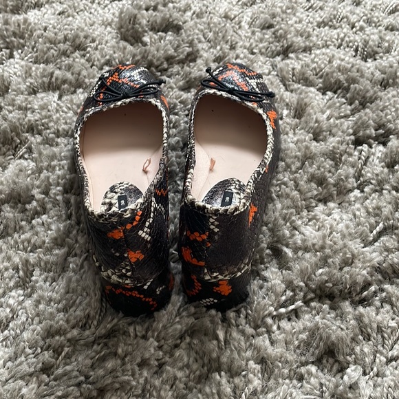 Zara Leather Snake Print Block Heel Ballerinas - Picture 3 of 3